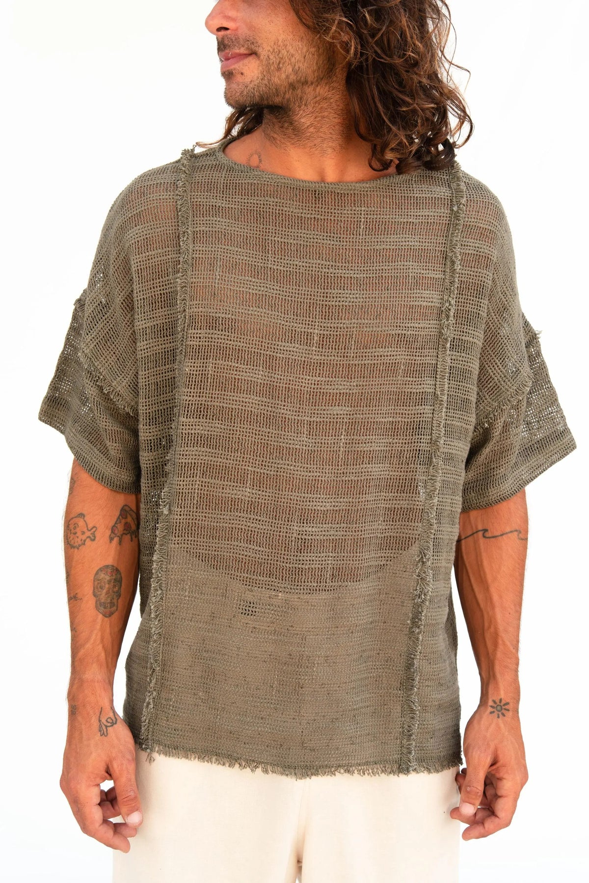 Alexander Hooded T-Shirt for Men, Tribal Ethnic Cotton Shirt