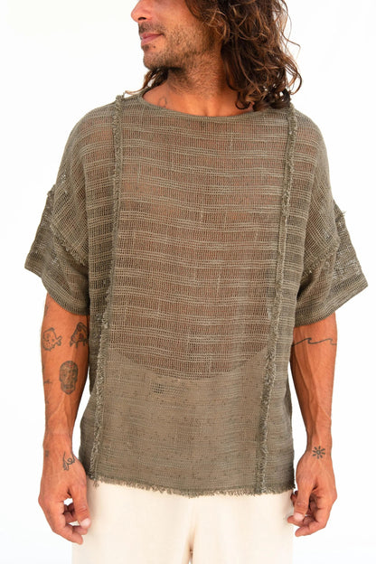 Alexander Hooded T-Shirt for Men, Tribal Ethnic Cotton Shirt