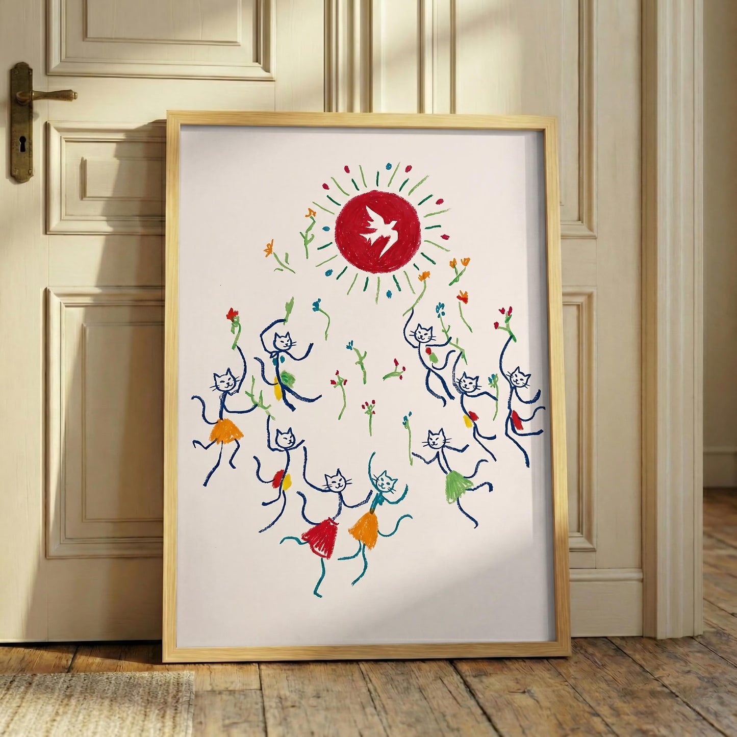 Picasso Inspired Cat Print, Dancing Cats Wall Art, Modern Abstract Feline Decor
