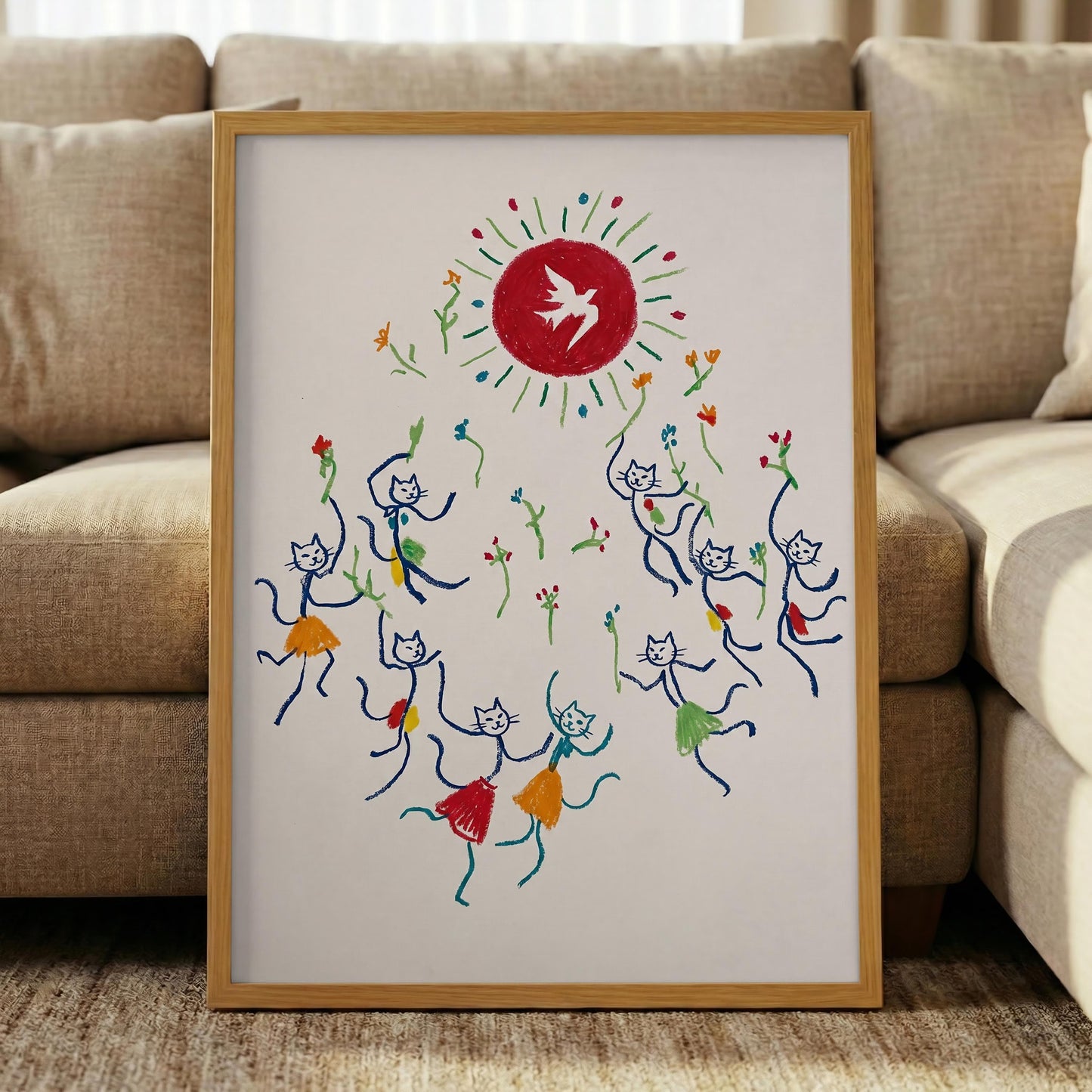 Picasso Inspired Cat Print, Dancing Cats Wall Art, Modern Abstract Feline Decor